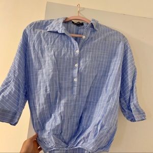 Hang Ten blue striped 3/4 sleeve flowy top